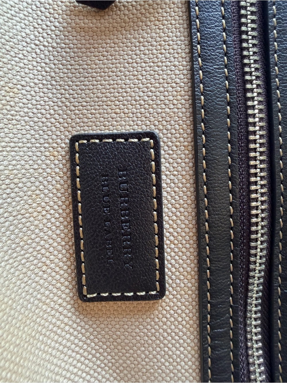 Burberry Beige Canvas Shoulder Bag with Black Trim - Picture 2 of 8